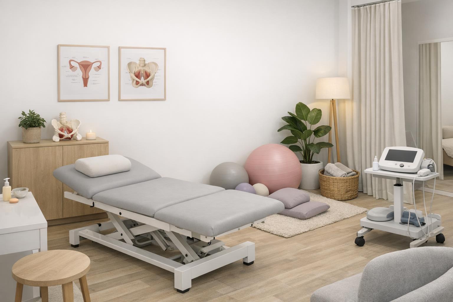 Opis zdjęcia: gabinet rehabilitacji uroginekologicznej — spokojne, prywatne miejsce do terapii